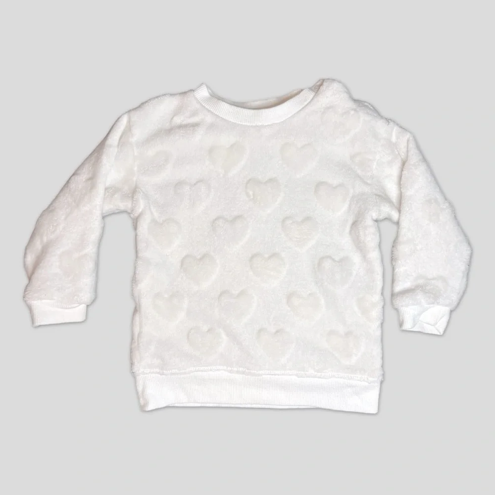Baby Girl 6–9M H&M Top Bundle – Yellow Polka Dot Peplum & Fleece Sweatshirt - Picture 2 of 3